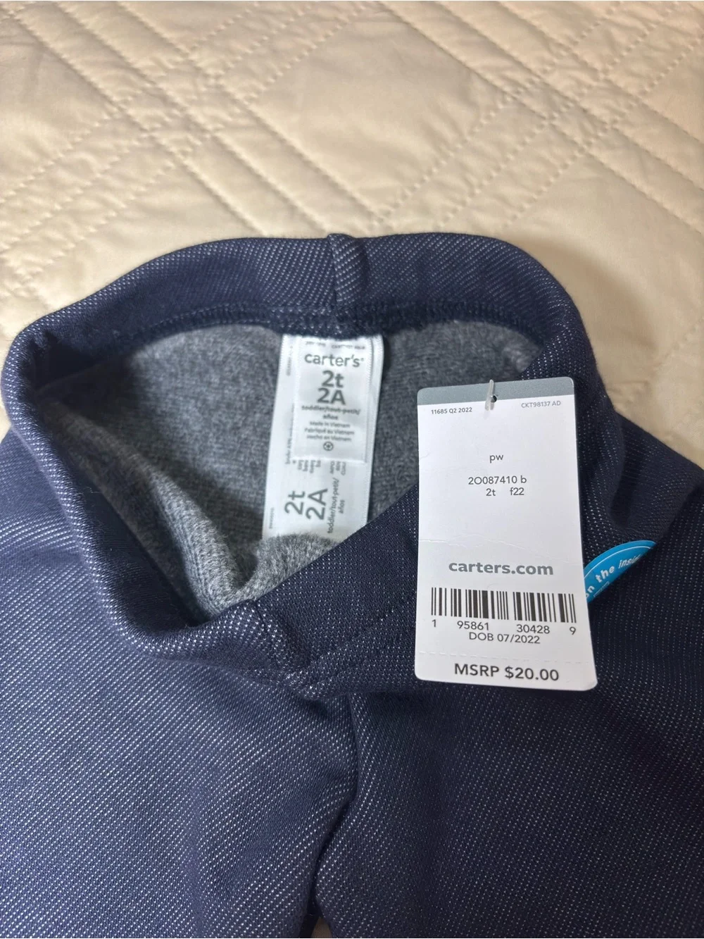 Carter’s 2T Navy Fleece-lined Leggings